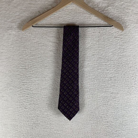 Jos. A. Bank Neck Tie Men's Purple Brown Plaid 100% Silk Classic Oxford 9592 - Picture 1 of 6